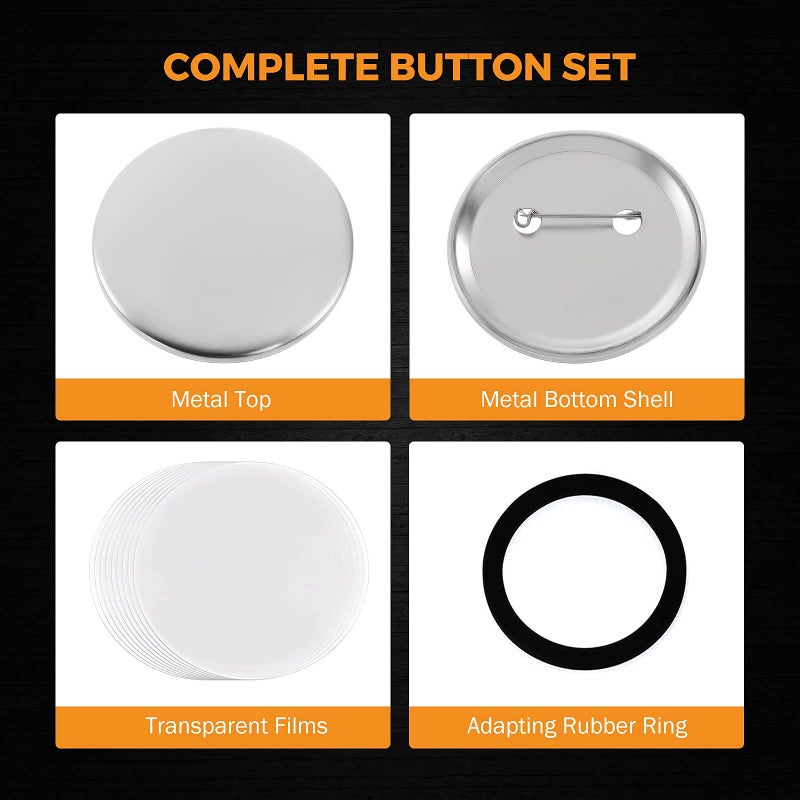 BEAMNOVA 100 Sets of Metal Button Supplies Blank 75mm / 2.95 in (Approx. 3 inch) for Button Maker Machine, Slick Metallic Back, Badge Making Parts Round DIY Pin Maker - Image 3